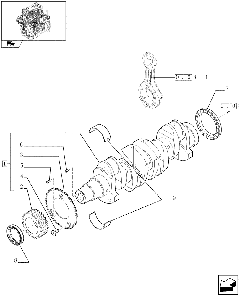 Схема запчастей Case 321E - (0.08.0/01) - CRANKSHAFT (01) - ENGINE