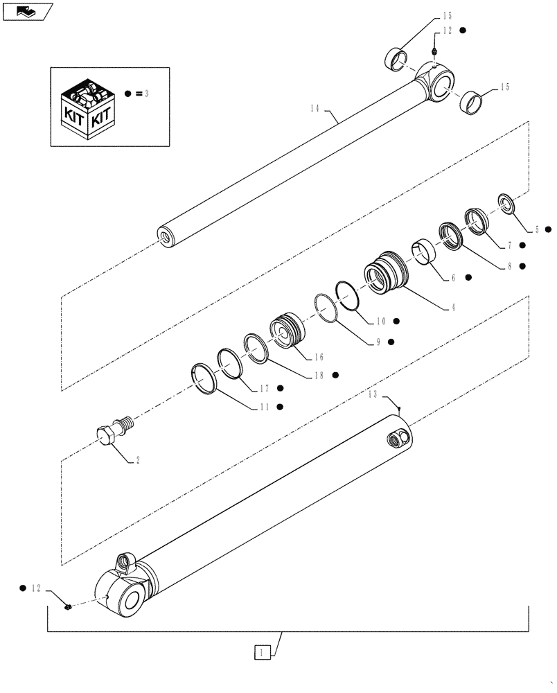 Схема запчастей Case 580SM - (35.738.02) - CYLINDER ASSY - BACKHOE BUCKET (35) - HYDRAULIC SYSTEMS