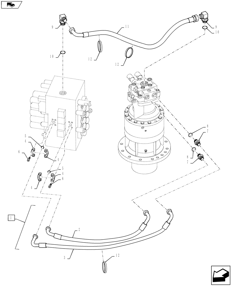 Схема запчастей Case CX235C SR - (35.310.05) - HYD. LINE - SWING MOTOR (35) - HYDRAULIC SYSTEMS