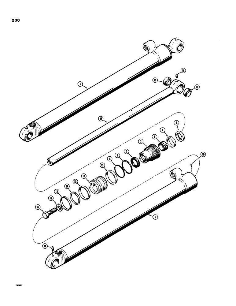 Схема запчастей Case 35 - (230) - G101544 AND G101545 LOADER LIFT CYLINDERS, WITH ONE PIECE PISTON 