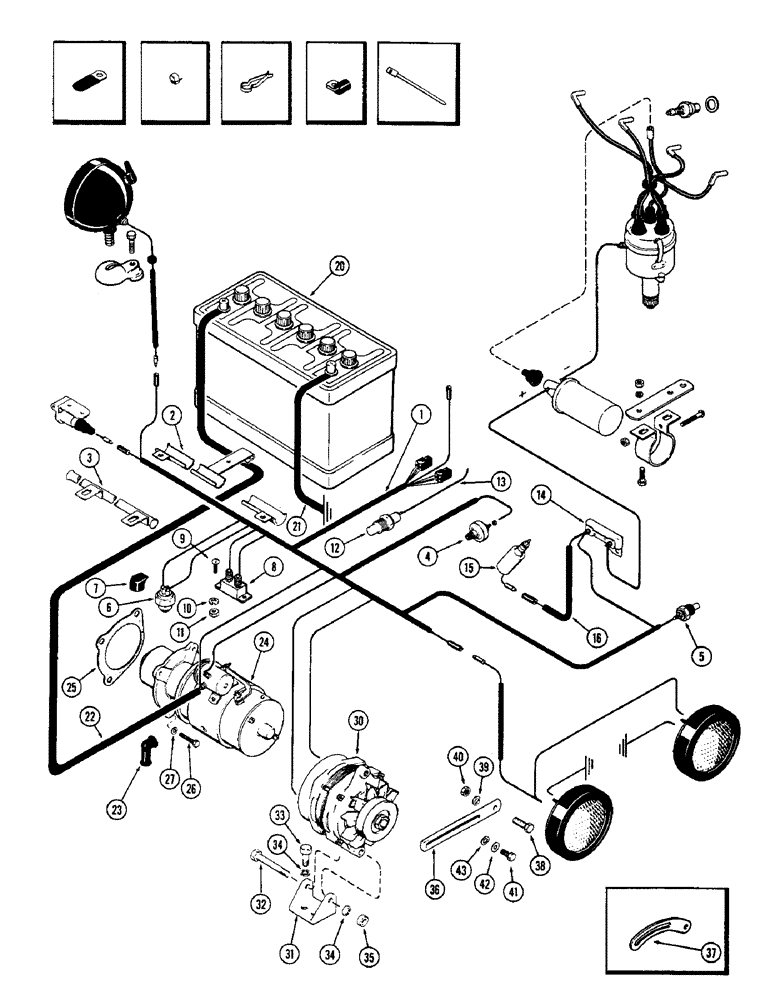 Схема запчастей Case 580 - (064) - ELEC. EQUIPMENT & WIRING, (159) SPARK IGNITION ENG. USED W/ALTERNATOR, 1ST USED TRAC. S/N. 8656686 (55) - ELECTRICAL SYSTEMS