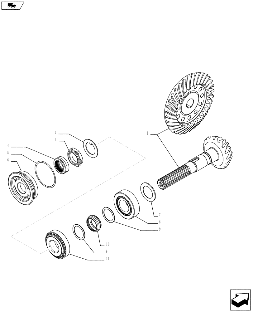 Схема запчастей Case 590SN - (25.102.01) - GEAR SET - 4WD (25) - FRONT AXLE SYSTEM