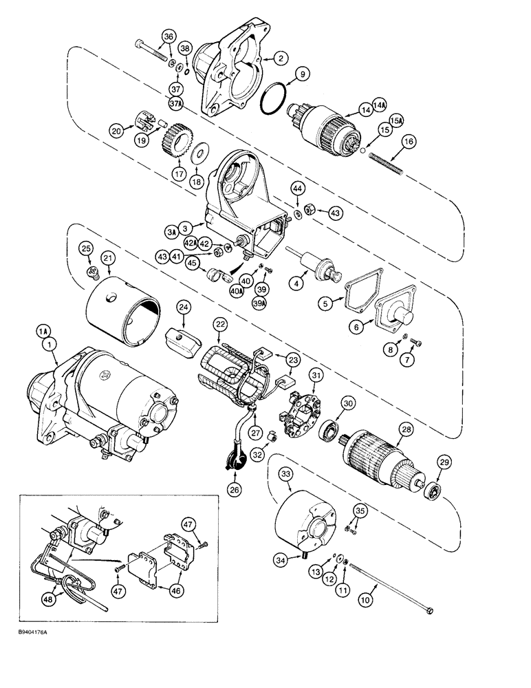 Схема запчастей Case 580SK - (4-02) - STARTER (04) - ELECTRICAL SYSTEMS