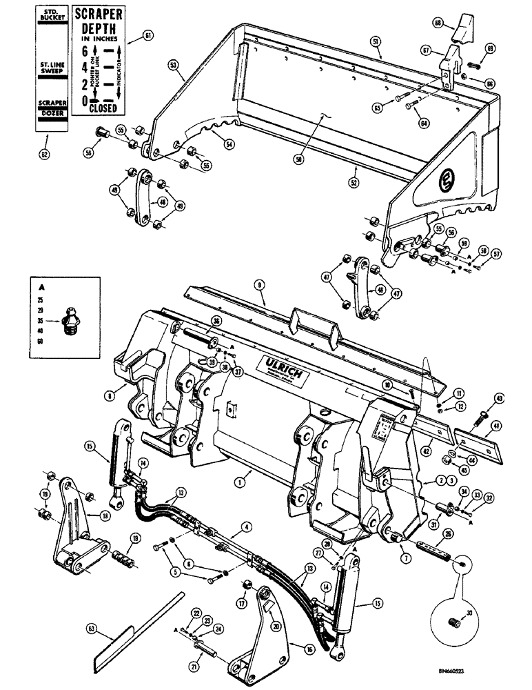 Схема запчастей Case 750 - (182) - ULRICH MULTI-PURPOSE BUCKET (05) - UPPERSTRUCTURE CHASSIS