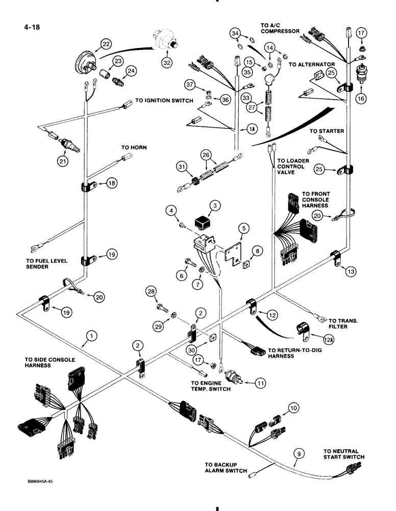 Схема запчастей Case 580K - (4-018) - ENGINE ELECTRICAL CIRCUIT (04) - ELECTRICAL SYSTEMS