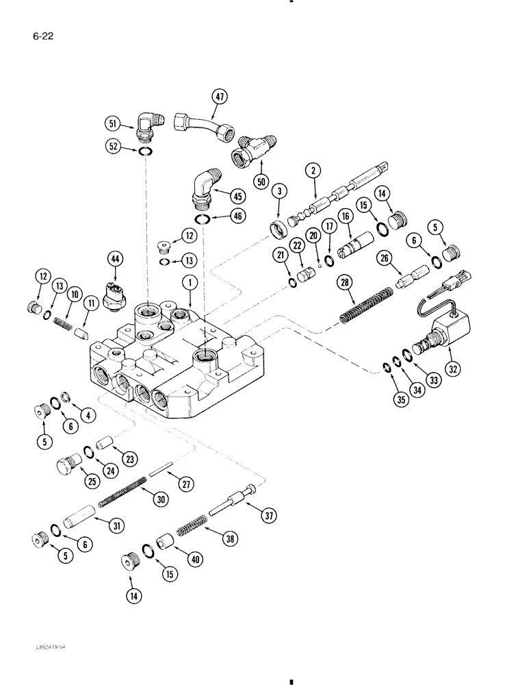 Схема запчастей Case 580K - (6-022) - POWER SHUTTLE, VALVE ASSEMBLY WITHOUT PTO (06) - POWER TRAIN