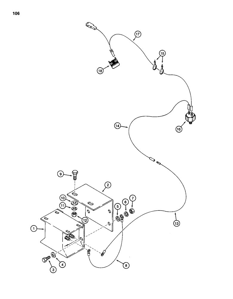 Схема запчастей Case 585D - (106) - BACKUP ALARM, *POWER SHUTTLE PRESSURE ACTUATED SWITCH (55) - ELECTRICAL SYSTEMS