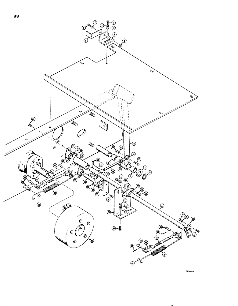 Схема запчастей Case 1830 - (098) - BRAKE PEDAL AND LINKAGE (33) - BRAKES & CONTROLS