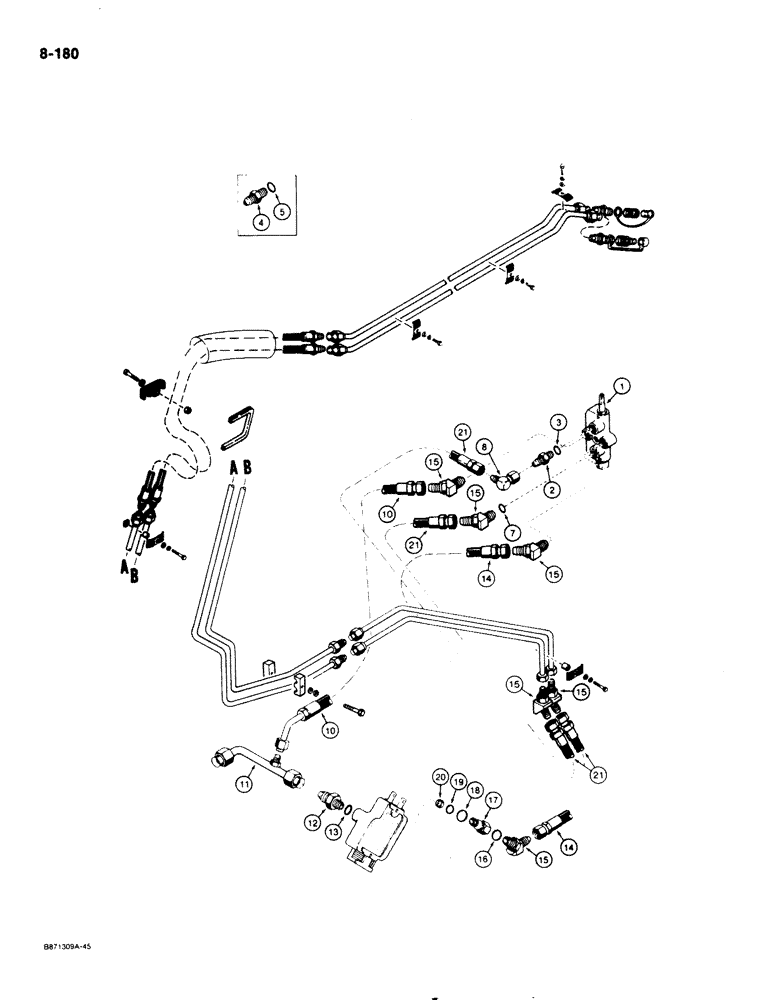 Схема запчастей Case 1825 - (8-180) - AUXILIARY HYDRAULIC CIRCUIT (08) - HYDRAULICS