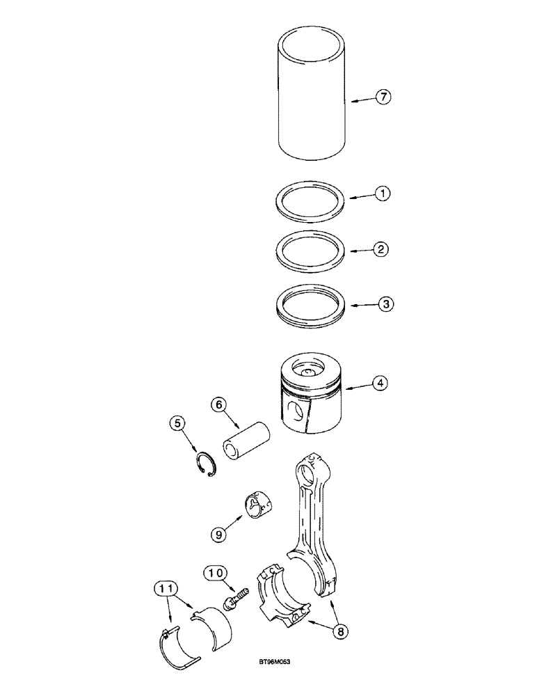 Схема запчастей Case 580L - (2-58) - PISTONS AND CONNECTING RODS, 4-390 EMISSIONS CERTIFIED ENGINE PISTONS (02) - ENGINE