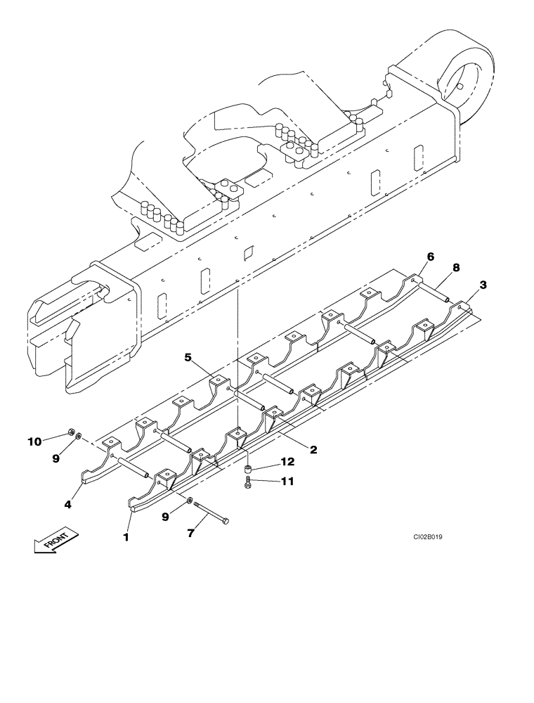 Схема запчастей Case CX470B - (05-06) - GUIDE, CHAIN (11) - TRACKS/STEERING