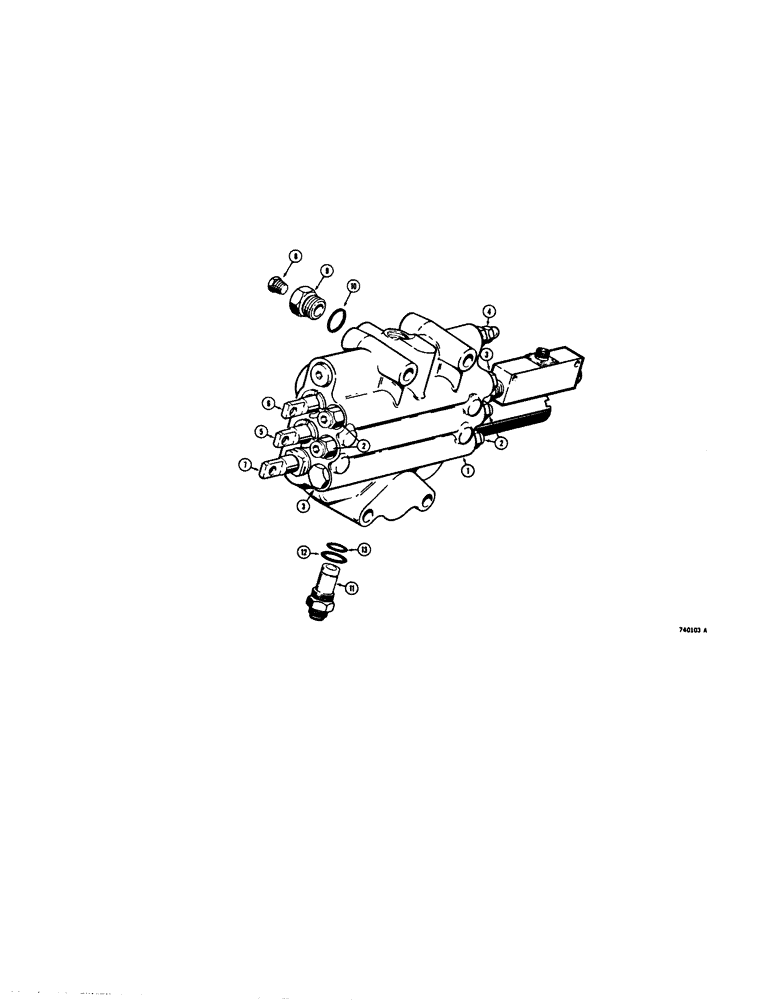 Схема запчастей Case 680E - (300[1]) - L71839 LOADER CONTROL VALVE (3 SPOOL) (35) - HYDRAULIC SYSTEMS