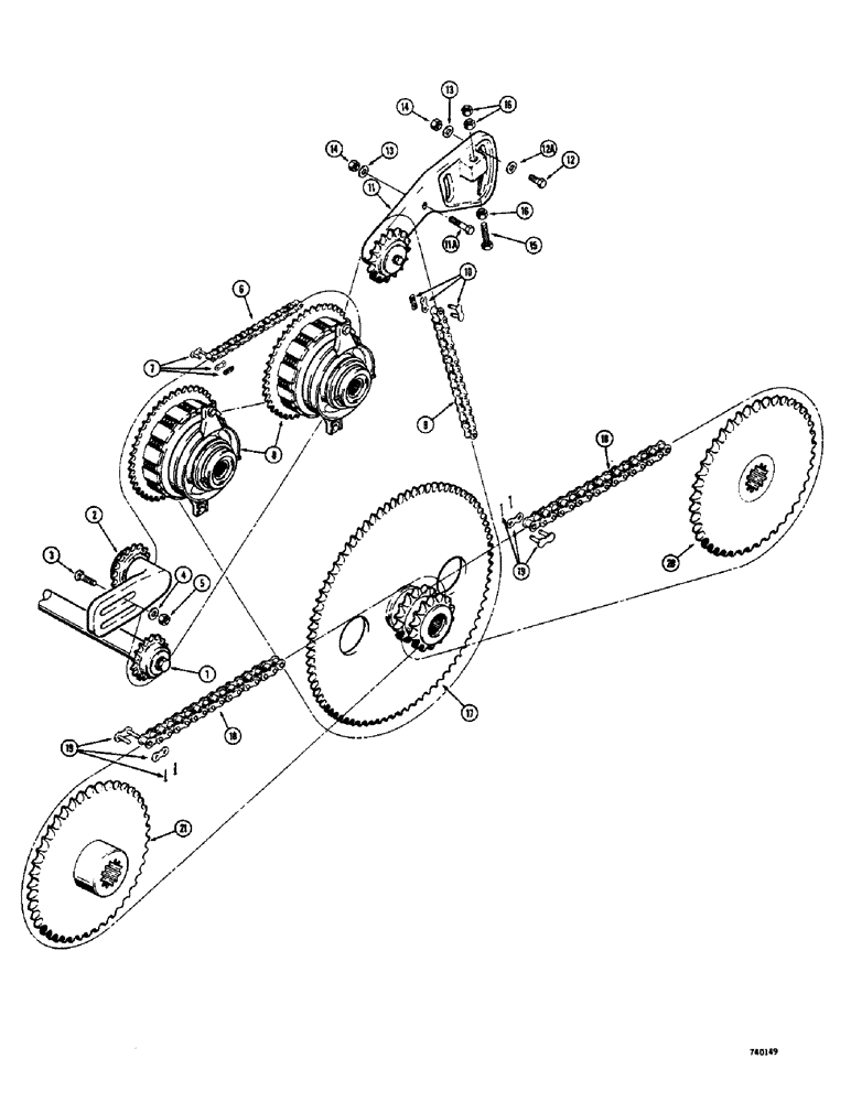 Схема запчастей Case 1700-SERIES - (096) - DRIVE SPROCKETS AND CHAIN (14) - MAIN GEARBOX & DRIVE