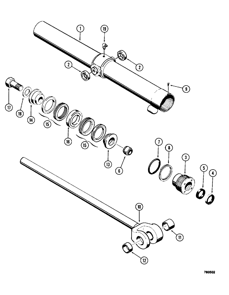 Схема запчастей Case 780 - (398) - G32577 AND G32578 LOADER BUCKET TILT CYLINDERS, GLAND HAS NO I.D. MARKS (08) - HYDRAULICS