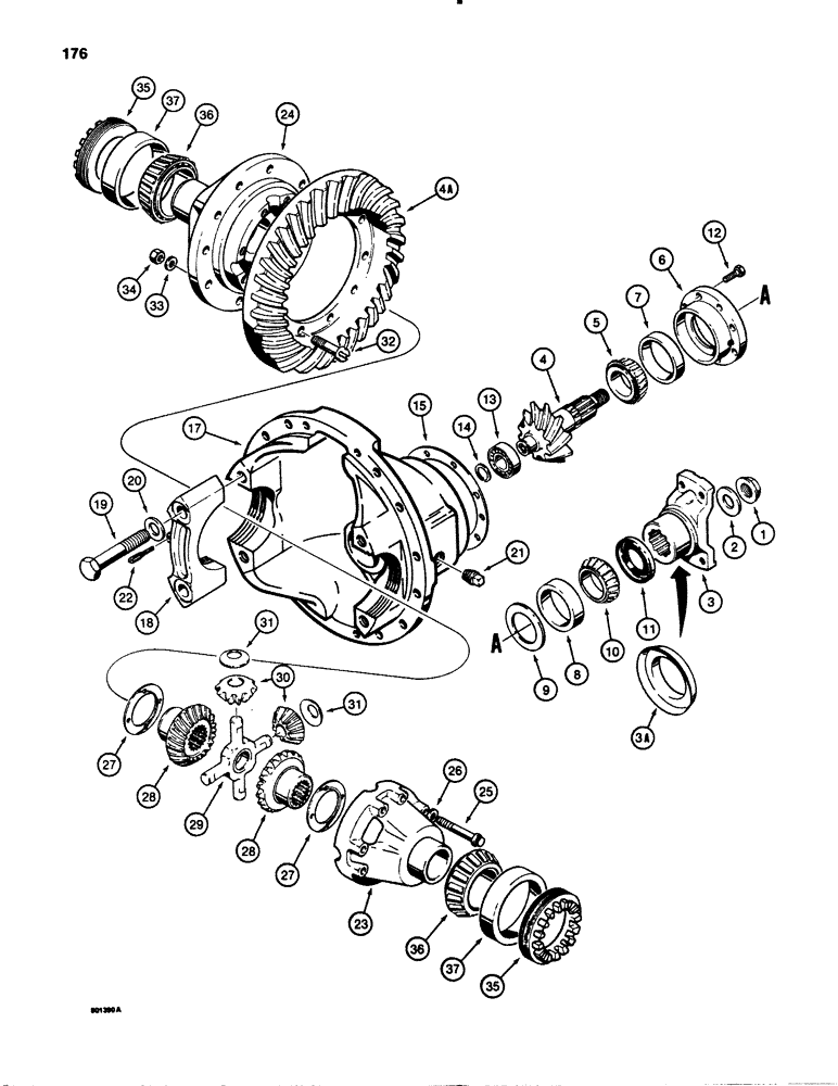 Схема запчастей Case 780B - (176) - L60800 REAR AXLE, DIFFERENTIAL (06) - POWER TRAIN