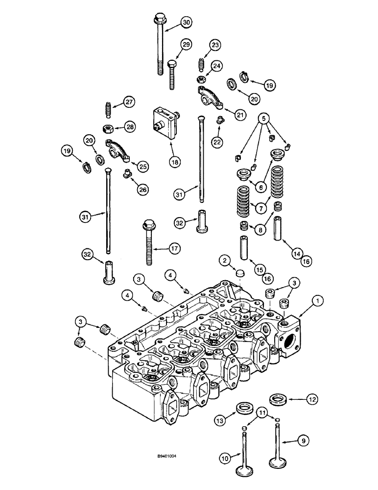 Схема запчастей Case 570LXT - (2-38) - CYLINDER HEAD AND VALVE MECHANISM, 4-390 EMISSIONS CERTIFIED ENGINE (02) - ENGINE