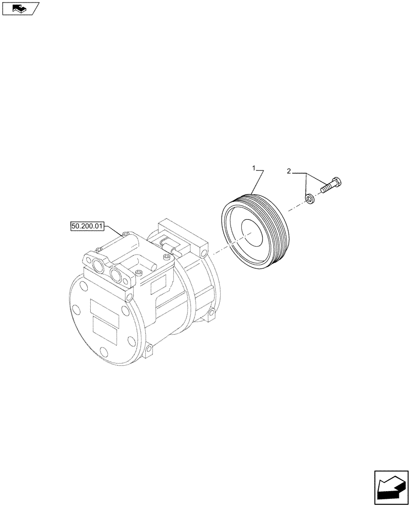 Схема запчастей Case F3DFA613B E003 - (50.200.01 01) - COMPRESSOR, AIRCOND. - COMPONENTS (504078610) (50) - CAB CLIMATE CONTROL