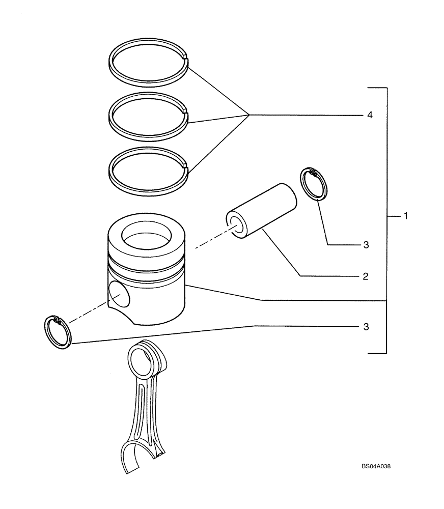 Схема запчастей Case 445 - (02-23) - PISTONS AND RINGS (02) - ENGINE