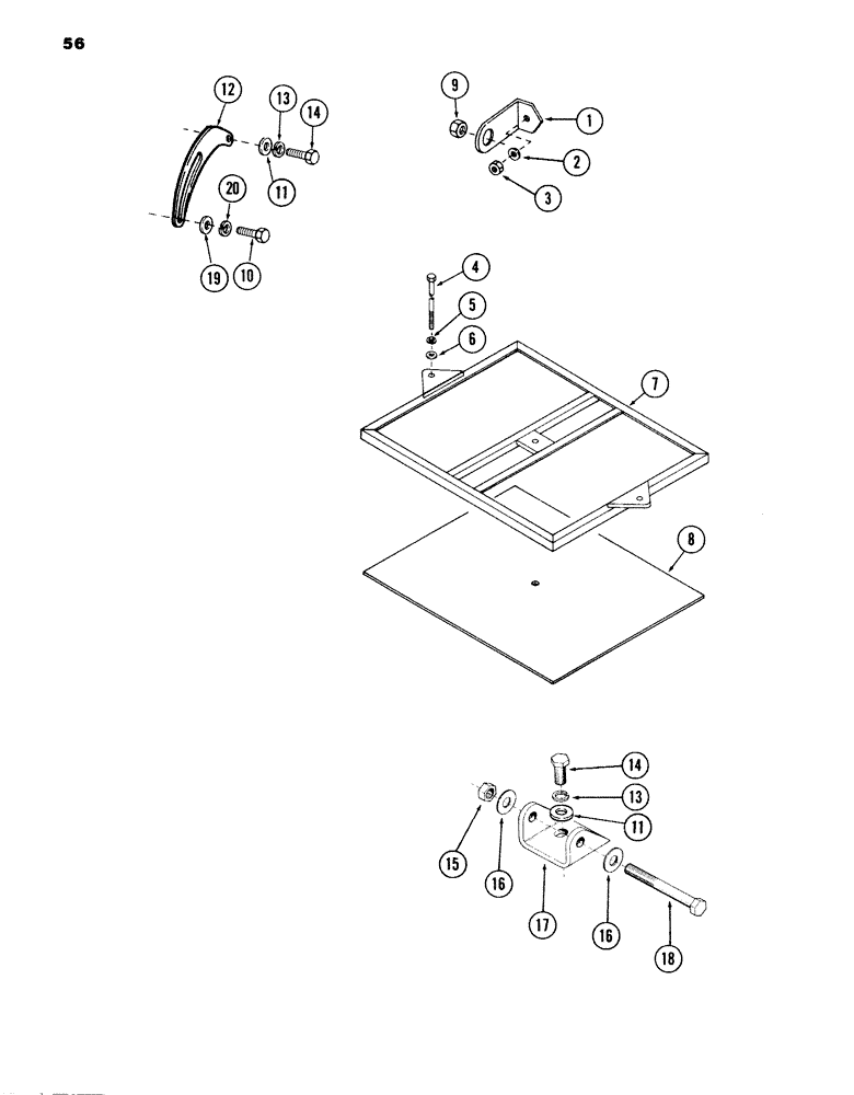 Схема запчастей Case 980B - (056) - ELECTRICAL MOUNTING BRACKETS AND HARDWARE, (USED ON UNITS WITH 6204051 AND AFTER) (06) - ELECTRICAL SYSTEMS