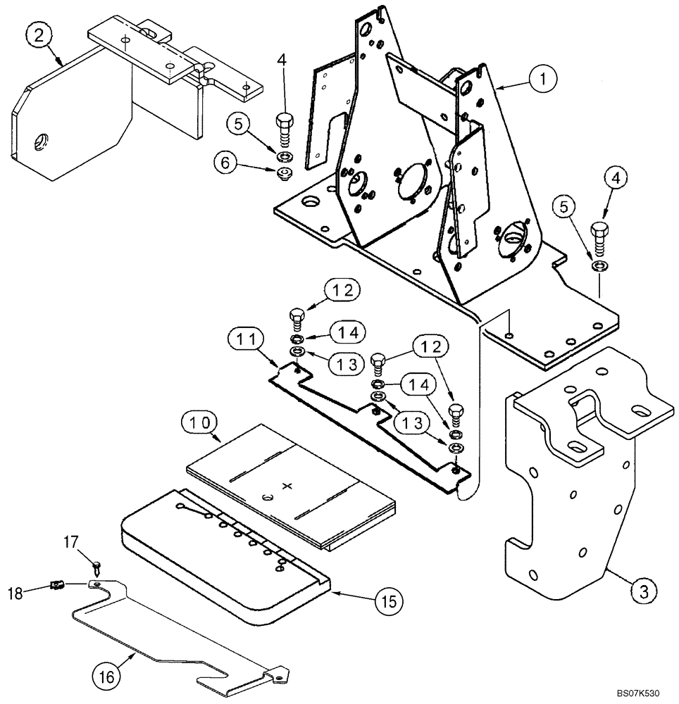 Схема запчастей Case 590SM - (09-11) - BACKHOE CONTROL TOWER SUPPORT AND SEALS, WITHOUT PILOT CONTROLS (590SM) (09) - CHASSIS/ATTACHMENTS