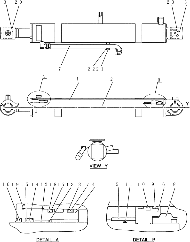 Схема запчастей Case CX50B - (HC630) - CYLINDER ASSEMBLY, BOOM (35) - HYDRAULIC SYSTEMS