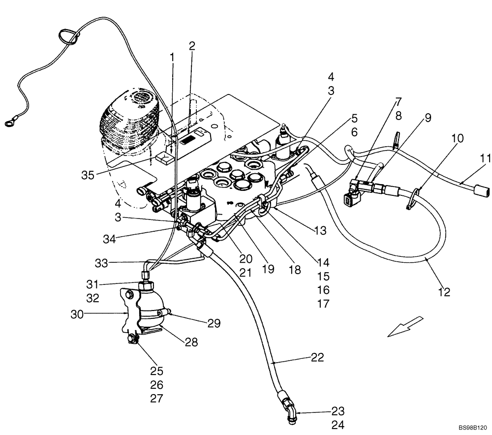 Схема запчастей Case 420CT - (08-08) - HYDRAULICS - ATTACHMENT (MECHANICAL CONTROL) (08) - HYDRAULICS