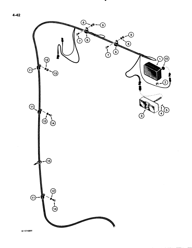 Схема запчастей Case 621 - (4-42) - REAR LAMP MOUNTING (04) - ELECTRICAL SYSTEMS