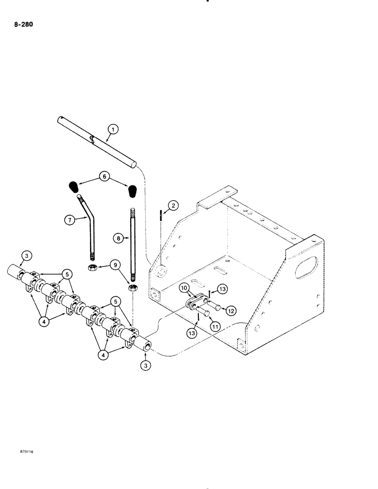 Схема запчастей Case DH4B - (8-280) - REAR MOUNTED BACKHOE CONTROLS, HORIZONTAL VALVE (08) - HYDRAULICS