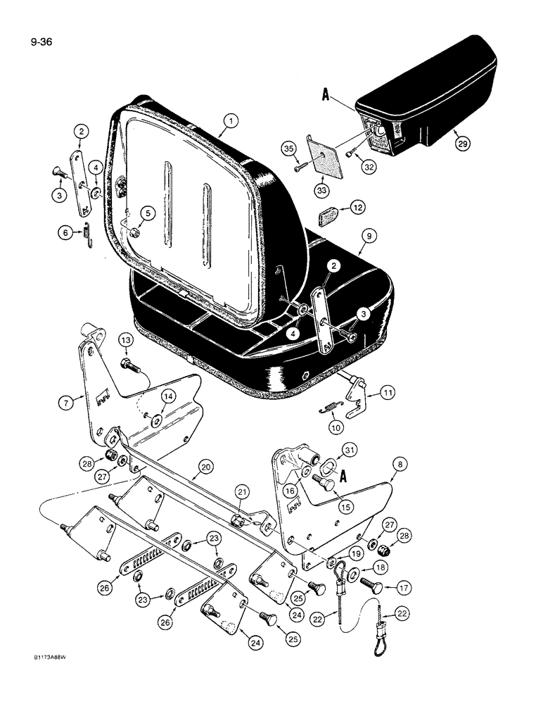 Схема запчастей Case 621 - (9-36) - SUSPENSION SEATS (09) - CHASSIS/ATTACHMENTS