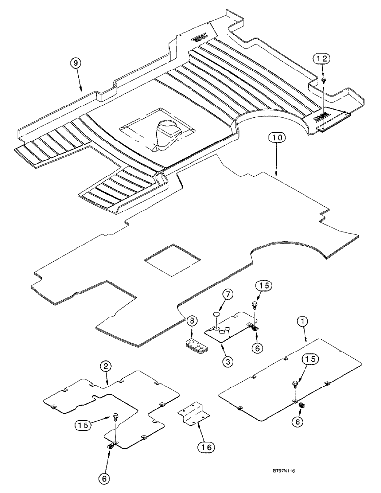 Схема запчастей Case 590SL - (9-63) - FLOOR PLATES AND FLOORMATS (09) - CHASSIS/ATTACHMENTS