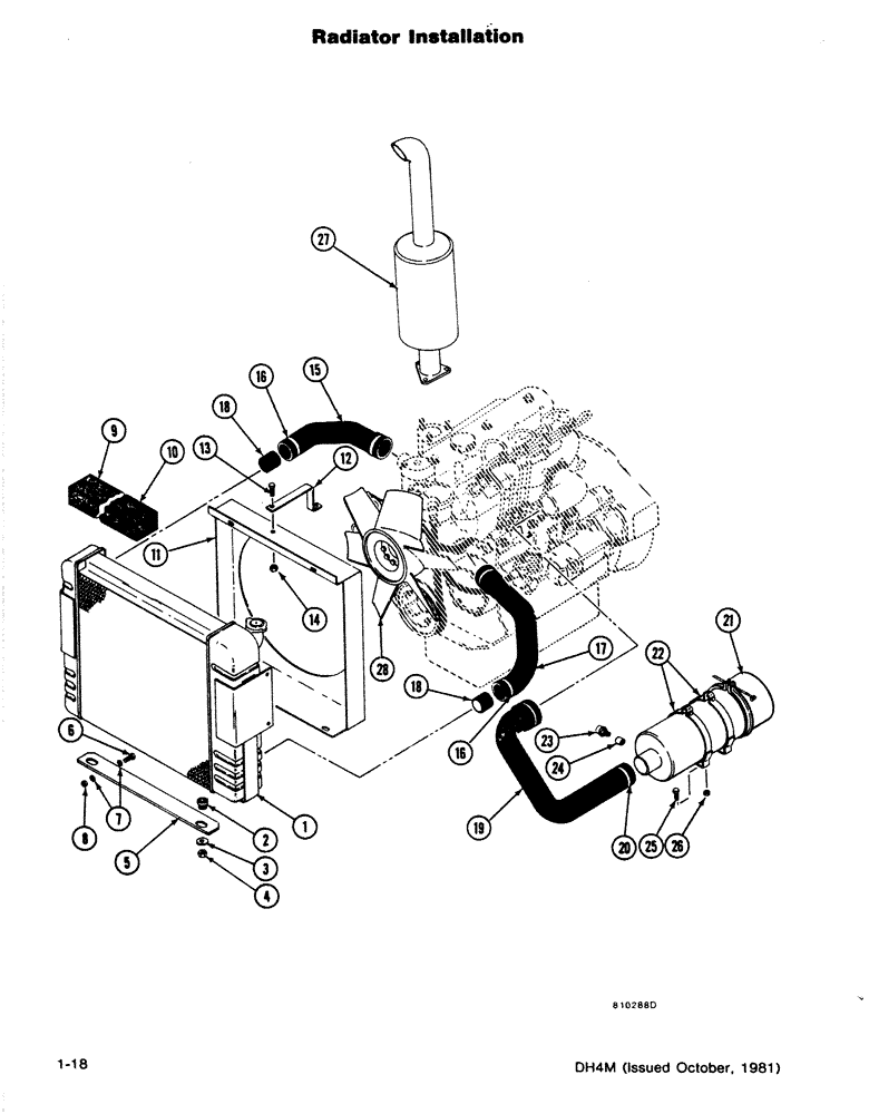 Схема запчастей Case DH4B - (1-18) - RADIATOR INSTALLATION (10) - ENGINE