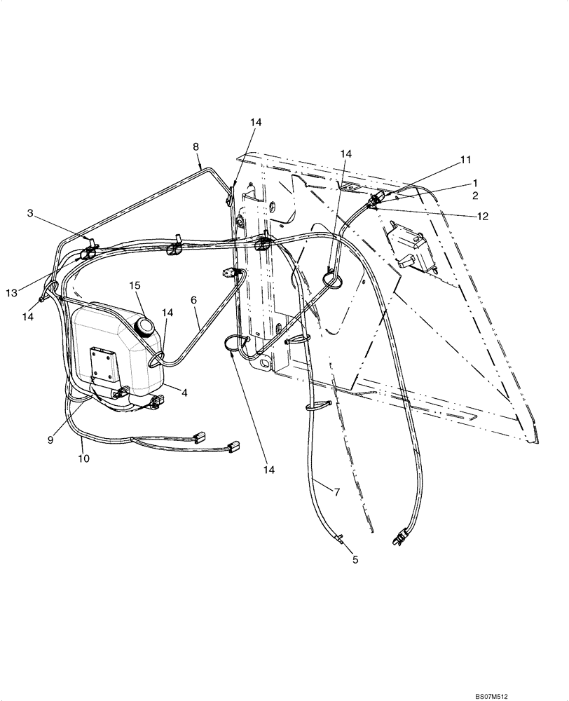 Схема запчастей Case 750L - (09-32) - CAB - WASHER, WINDSHIELD (09) - CHASSIS/ATTACHMENTS