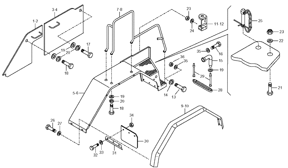 Схема запчастей Case 330 - (60A00010561[02]) - FRONT MUDGUARDS (10) - Cab/Cowlings