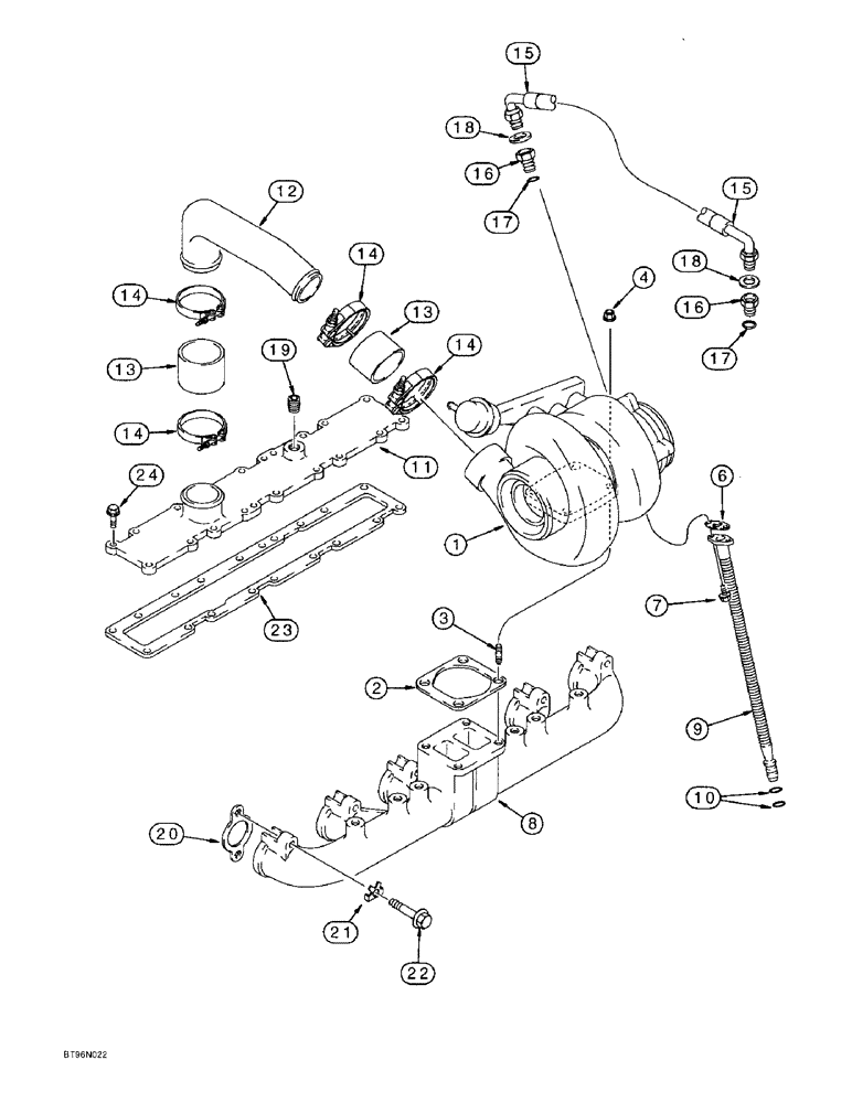 Схема запчастей Case 821B - (2-21A) - TURBOCHARGER SYSTEM AND MANIFOLDS 6T-830 EMISSIONS CERTIFIED ENGINE TRACTOR P.I.N. JEE0050601 (02) - ENGINE