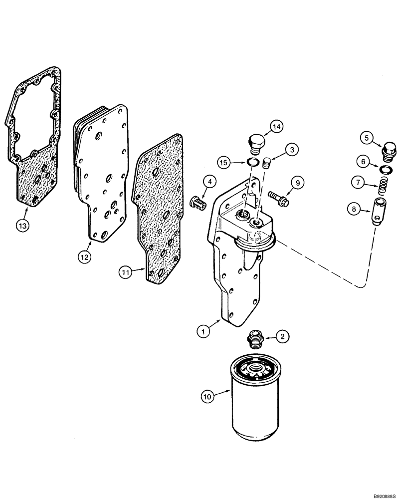 Схема запчастей Case 550H-IND - (02-16) - FILTER AND COOLER, OIL, 4-390/4T-390 EMISSIONS CERTIFIED ENGINE (02) - ENGINE