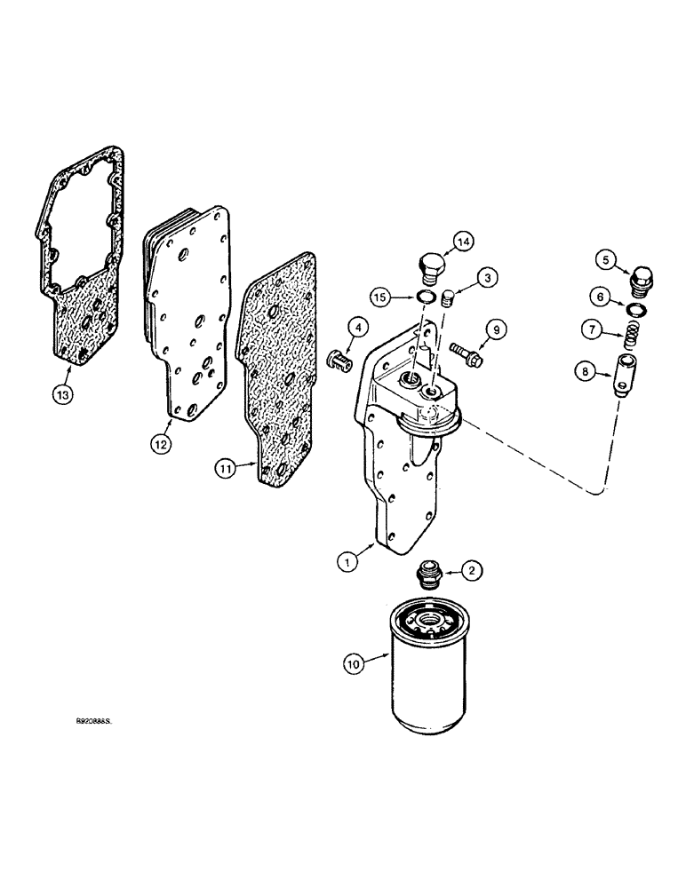 Схема запчастей Case 580L - (2-028) - OIL FILTER AND COOLER, 4-390 ENGINE, 4T-390 ENGINE (02) - ENGINE