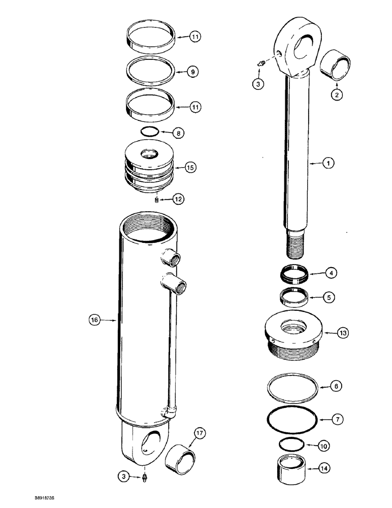 Схема запчастей Case 821B - (8-50) - LOADER AUXILIARY CYLINDER - S301000 (08) - HYDRAULICS