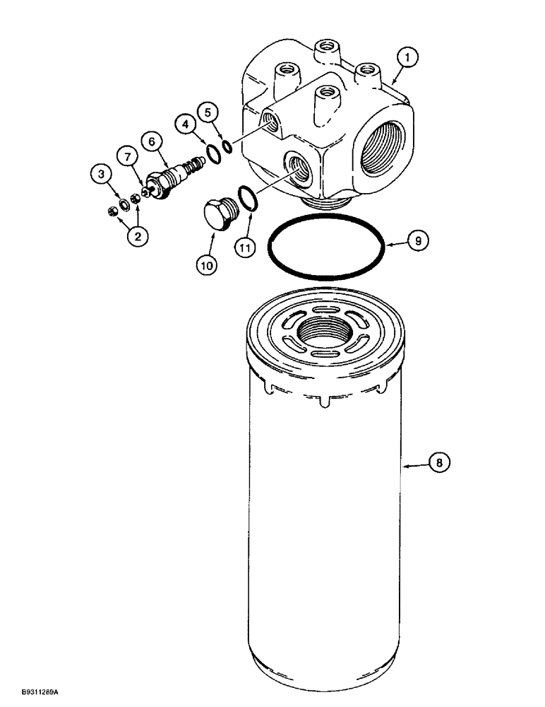 Схема запчастей Case 1838 - (8-18) - HYDRAULIC OIL FILTER (08) - HYDRAULICS