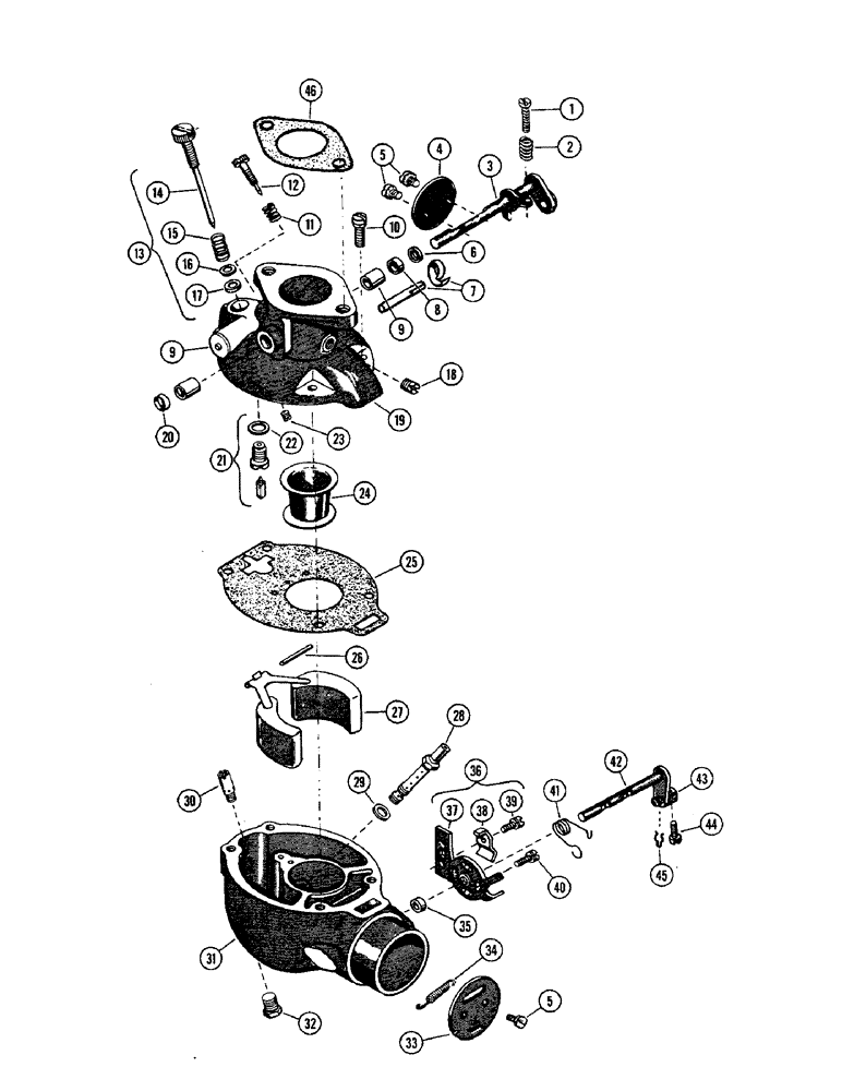 Схема запчастей Case W9A - (042) - A20813 CARBURETOR ASSEMBLY, GASOLINE (03) - FUEL SYSTEM