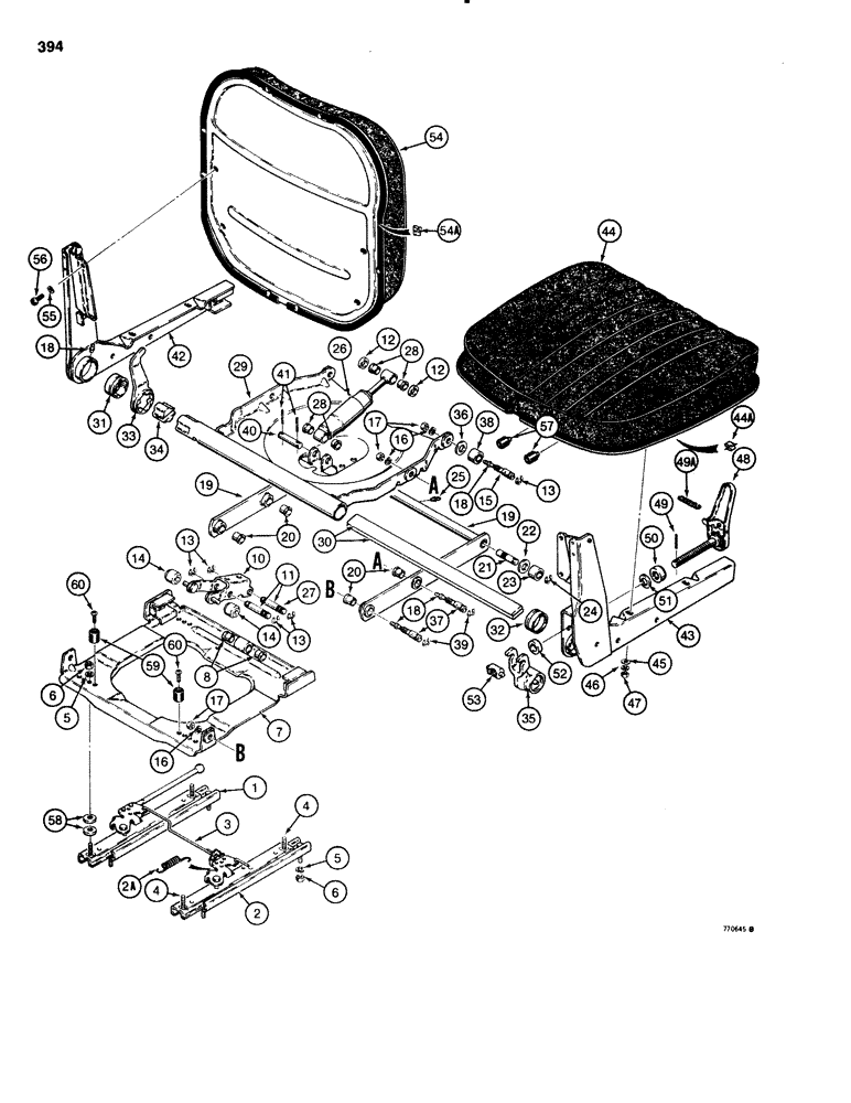 Схема запчастей Case 1150C - (394) - SUSPENSION SEAT ASSEMBLY (09) - CHASSIS/ATTACHMENTS