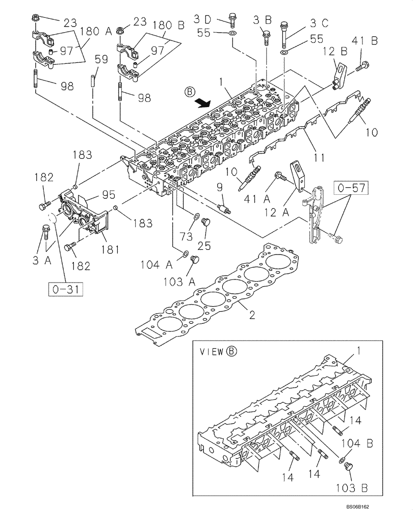 Схема запчастей Case CX800B - (02-12) - CYLINDER HEAD (02) - ENGINE