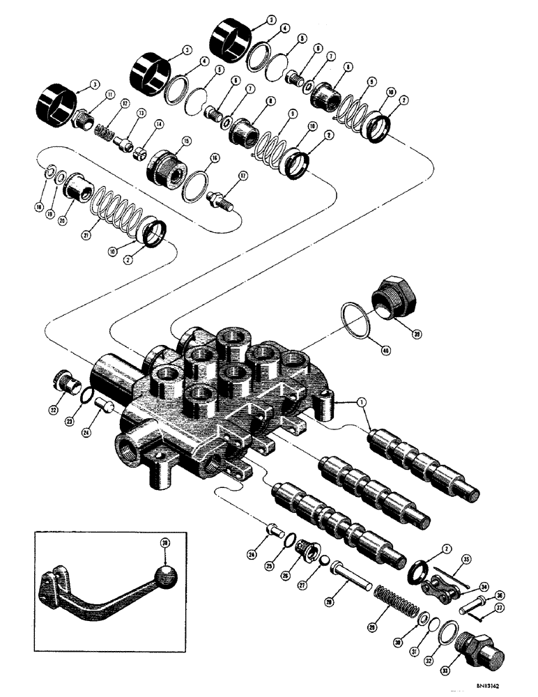 Схема запчастей Case 310F - (160) - D29111 HYDRAULIC CONTROL VALVE (07) - HYDRAULIC SYSTEM