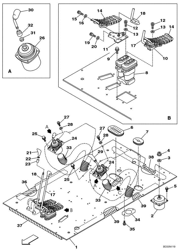 Схема запчастей Case CX460 - (09-10) - CONTROLS - OPERATORS COMPARTMENT (09) - CHASSIS/ATTACHMENTS