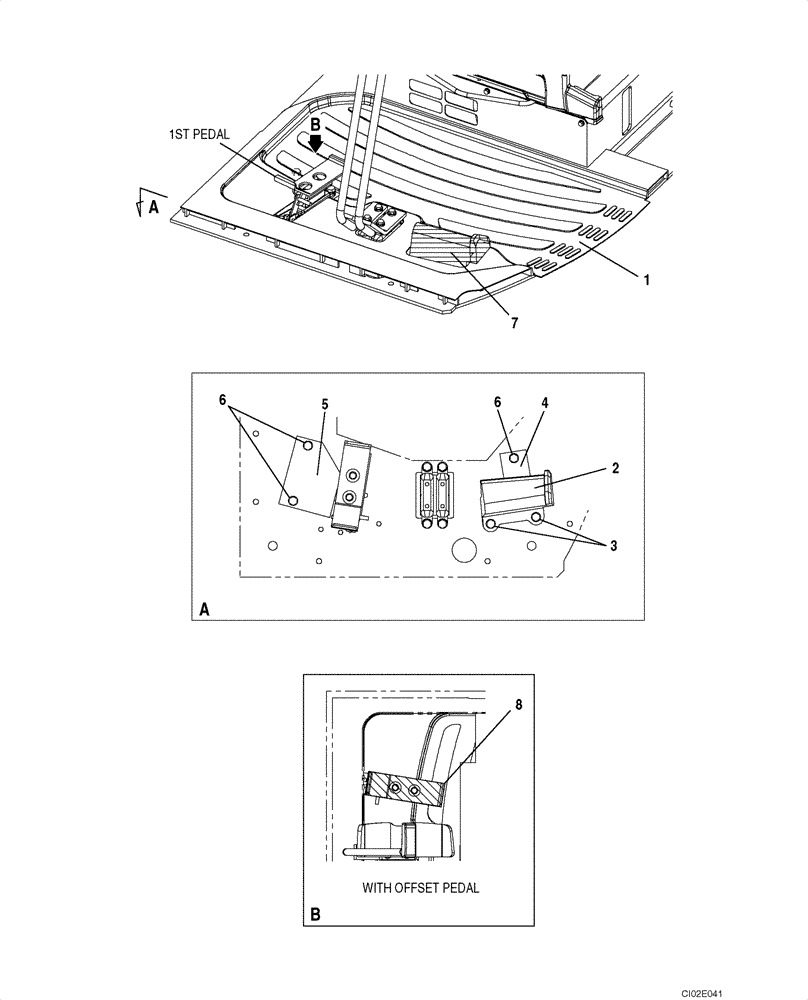 Схема запчастей Case CX225SR - (09-17) - MAT, FLOOR - OPERATORS COMPARTMENT, MODELS WITH AUXILIARY HYDRAULICS (09) - CHASSIS/ATTACHMENTS