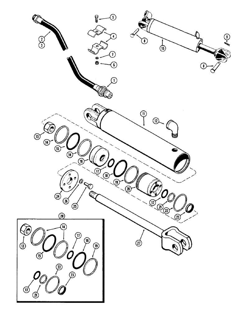 Схема запчастей Case 580 - (154) - 2-1/2" X 8" REMOTE HYDRAULIC CYLINDER (35) - HYDRAULIC SYSTEMS