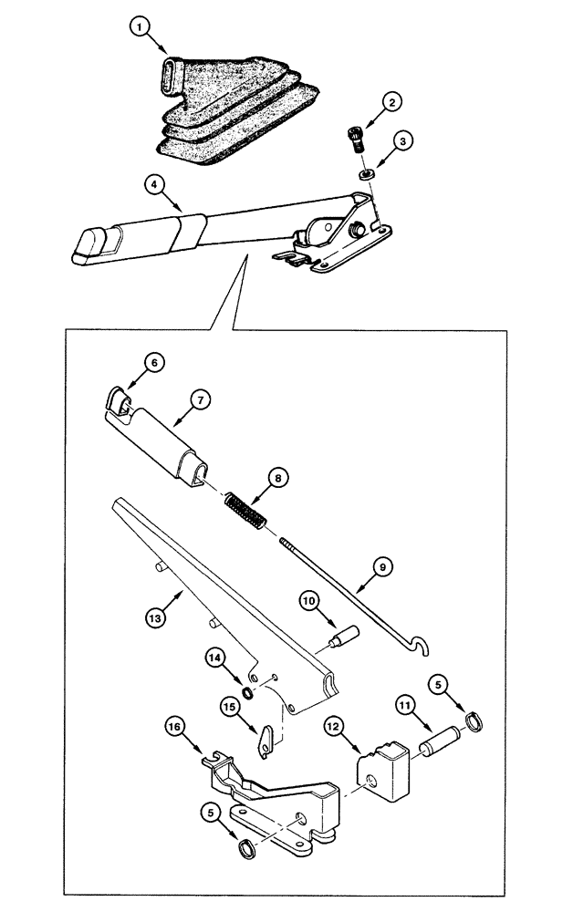 Схема запчастей Case 845 - (07.02[00]) - PARKING BRAKE ACTUATING LEVER (07) - BRAKES