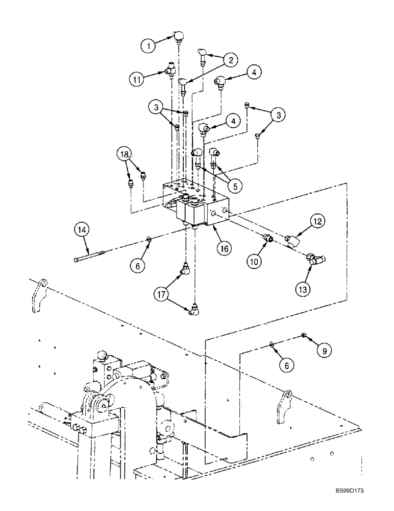 Схема запчастей Case 688G - (8-18) - MAIN HYDRAULIC MANIFOLD AND FITTINGS (SERIES 2 686GXR AND 688G) (08) - HYDRAULICS