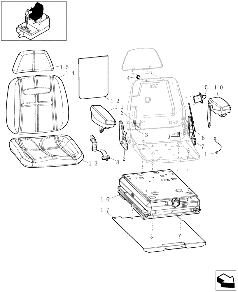 Схема запчастей Case CX31B - (1.250A[02A]) - OPERATORS SEAT - COMPONENTS CAB (90) - PLATFORM, CAB, BODYWORK AND DECALS