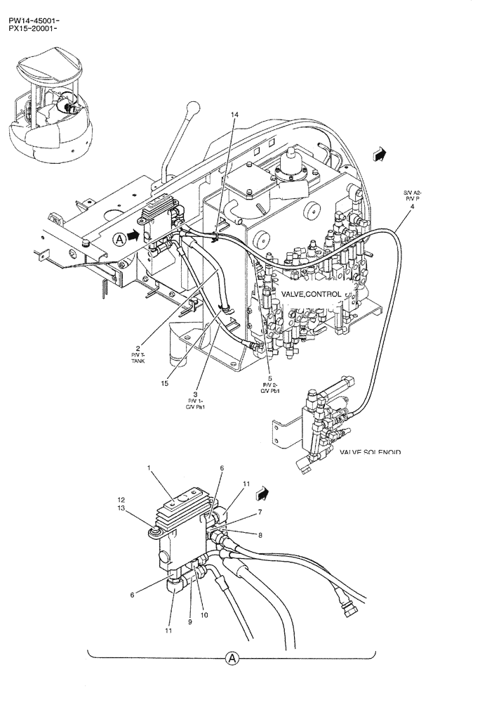 Схема запчастей Case CX36B - (01-036) - CONTROL LINES, REMOTE (DOZER) (05) - SUPERSTRUCTURE