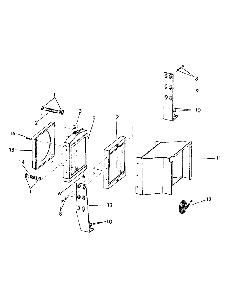 Схема запчастей Case 35YC - (C24) - RADIATOR, OIL COOLER AND MOUNTING PARTS FOR:, GMC 4-53, PERKINS 6-354, AC 2900, CUMMINS 6V-352 (01) - ENGINE